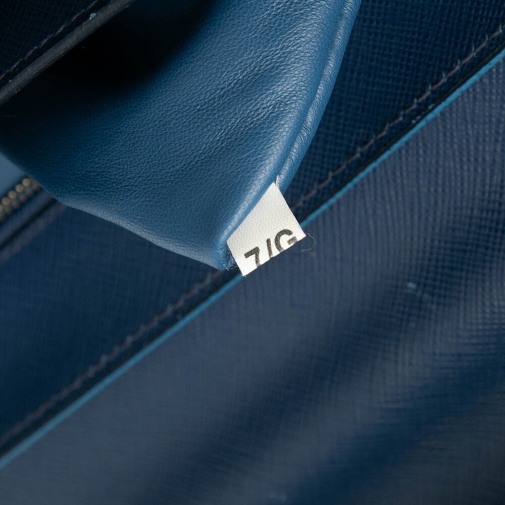 PRADA Blue Leather Saffiano Shoulder Bag - Picture 6 of 7